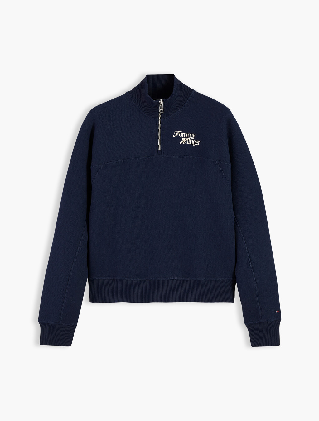 Logo Relaxed Terry Quarter-Zip Sweatshirt, Dark Blue, hi-res