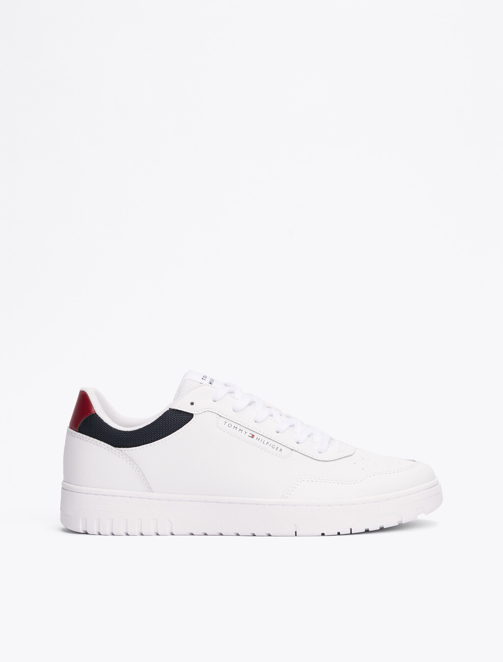 Mixed Texture Basketball Trainers, White, hi-res