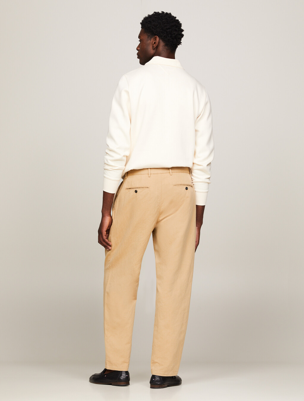 褶襉直筒斜紋棉布褲, Classic Khaki, hi-res