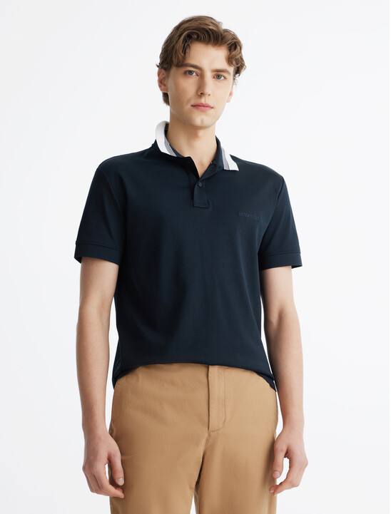 雙面羅紋針織對比領 Polo 衫