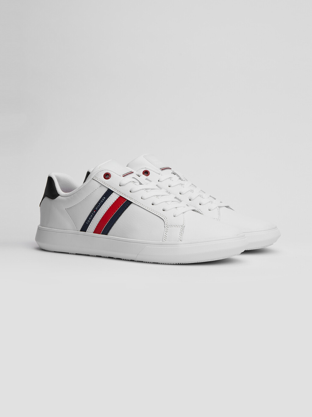 Essential Leather Cupsole Trainers, White, hi-res