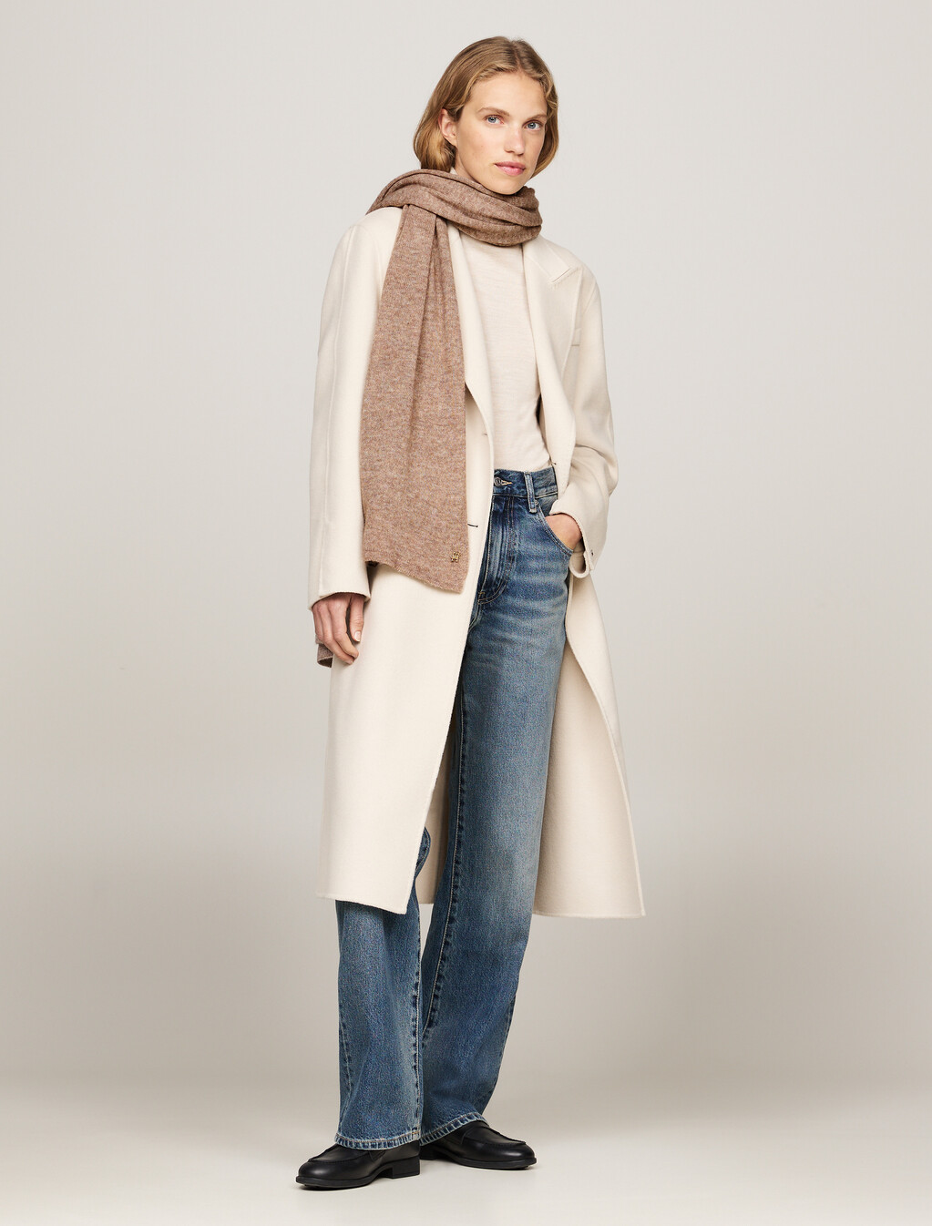 TH Monogram Scarf With Cashmere, Legacy Brown Melange, hi-res