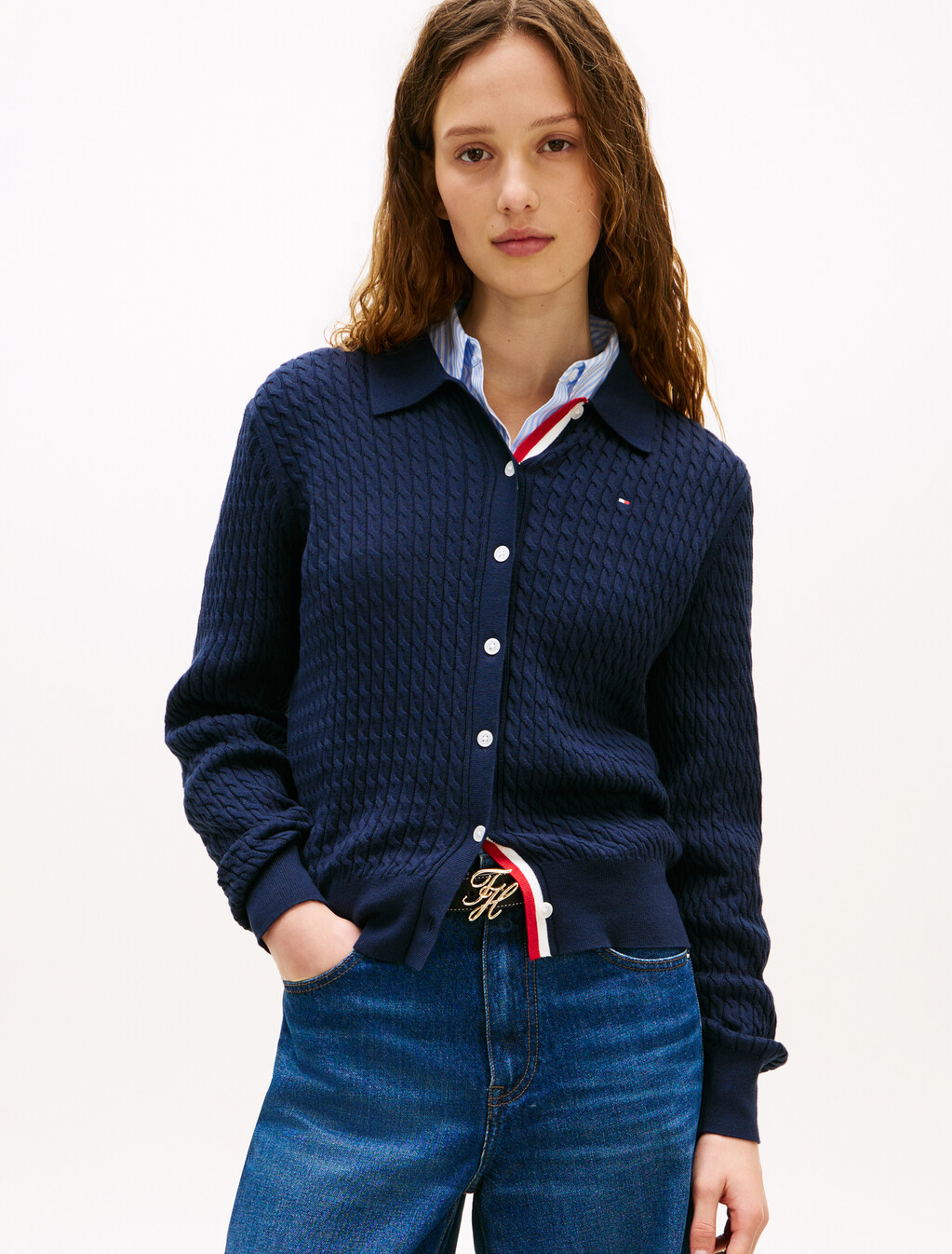 Asia Fit Fine Gauge Cardigan, Dark Night Navy, hi-res