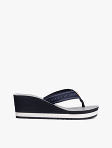 Stripe Logo Webbing Wedge Flip-Flops, Space Blue, hi-res