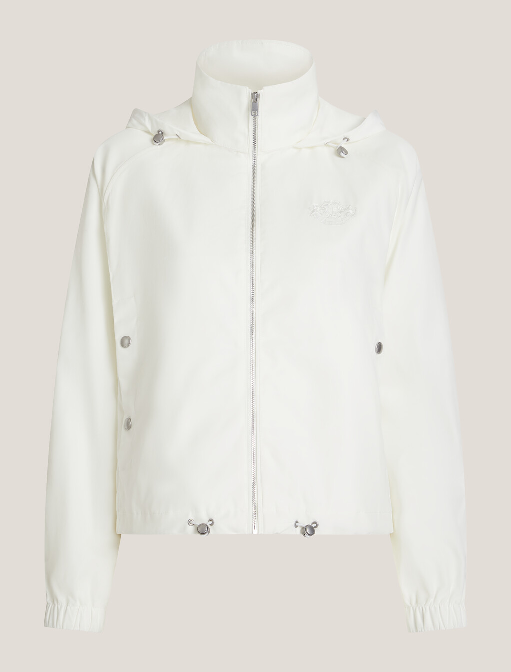 Crest Embroidery Windbreaker Jacket, Ecru, hi-res