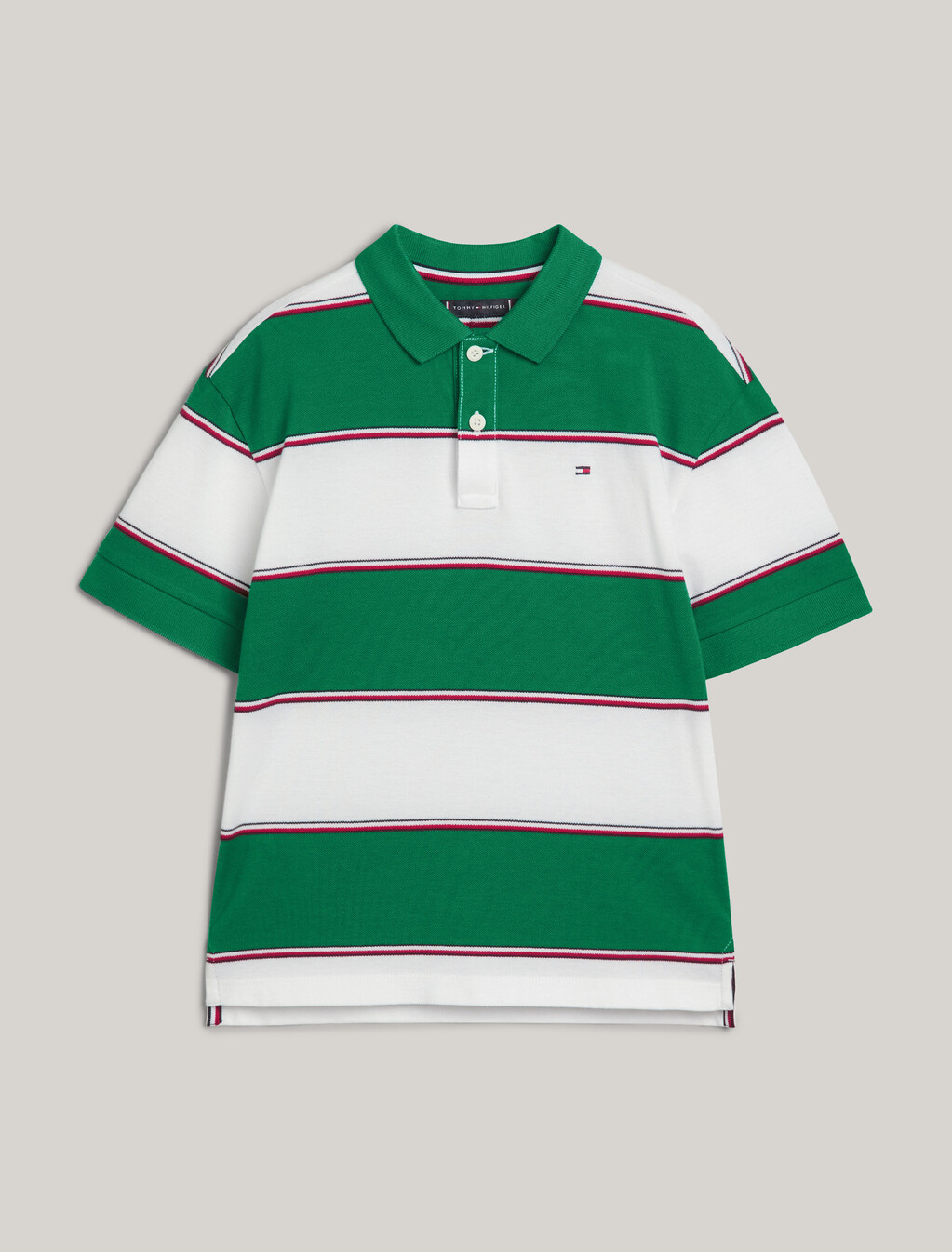 Global Stripe Rugby Polo, White/Green Stripe, hi-res