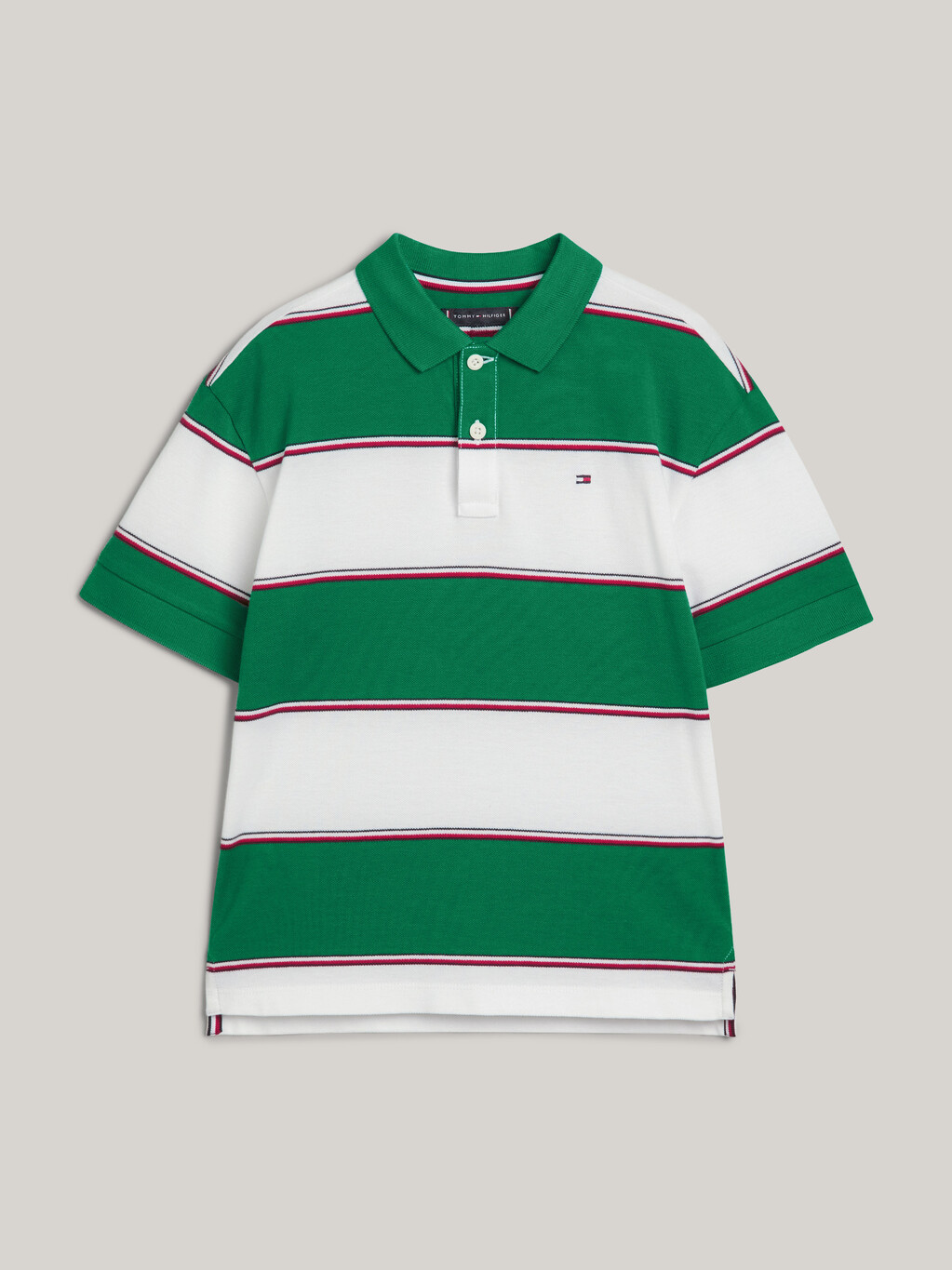 條紋欖球 Polo 恤, White/Green Stripe, hi-res