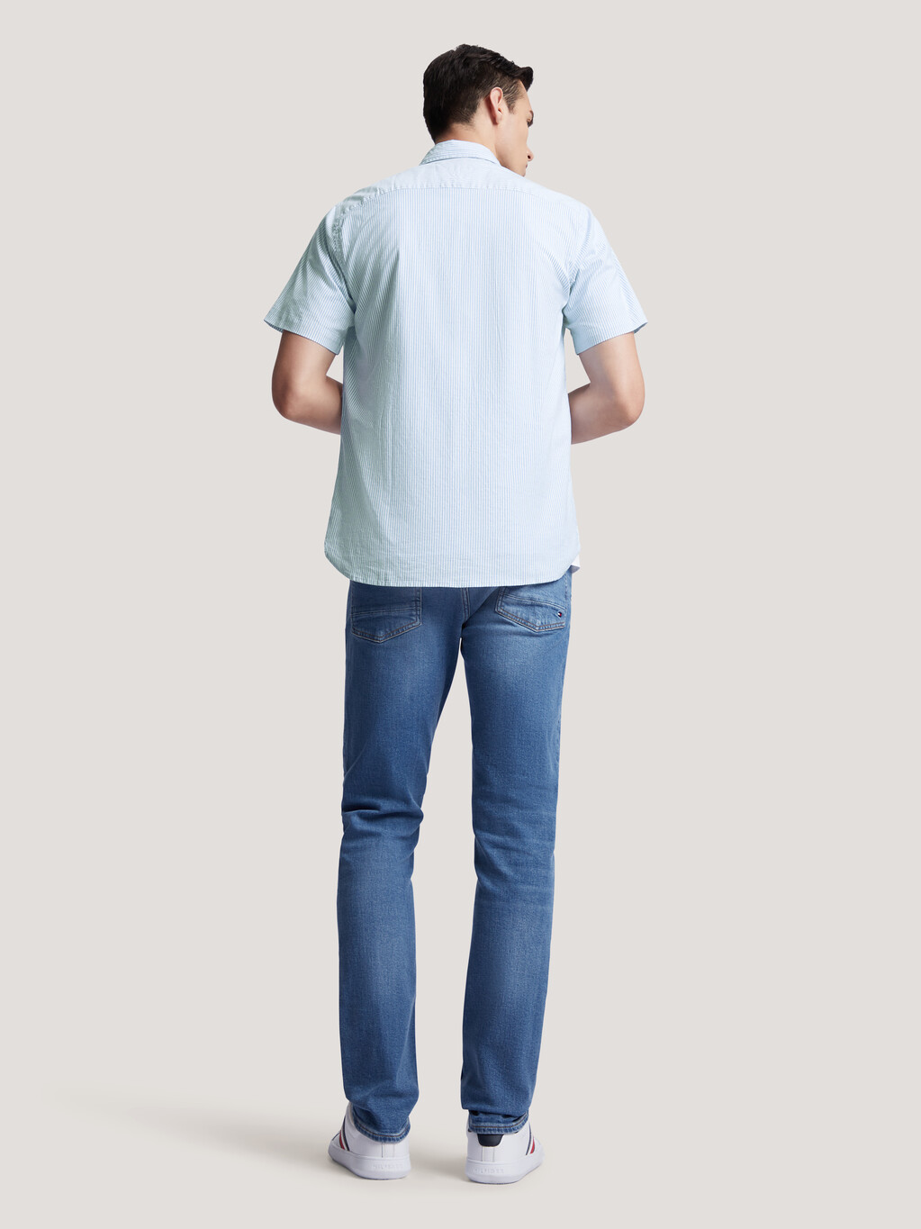 旗幟條紋短袖恤衫, Copenhagen Blue / White, hi-res