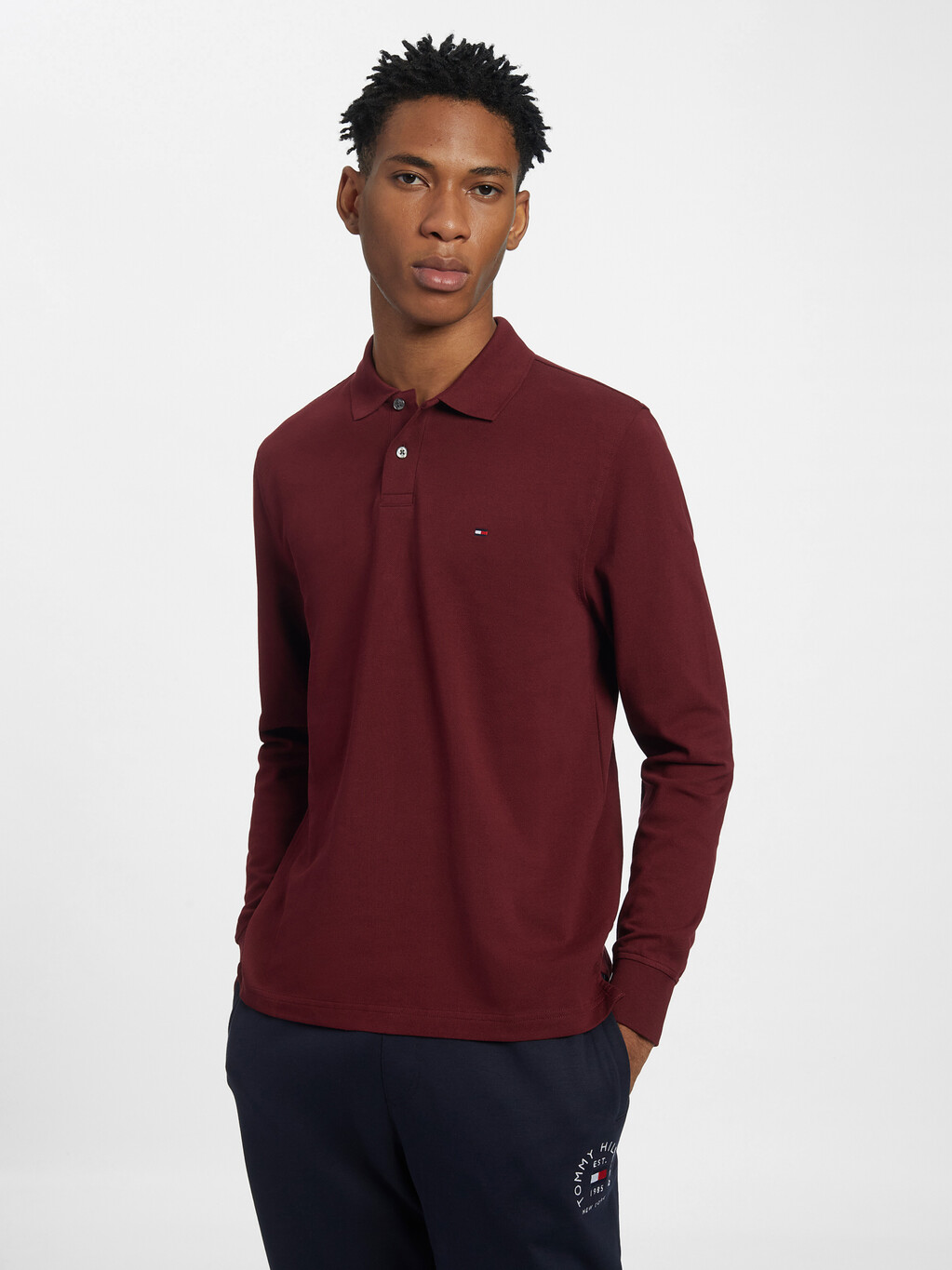 1985 Collection Regular Long Sleeve Polo, Deep Rouge, hi-res