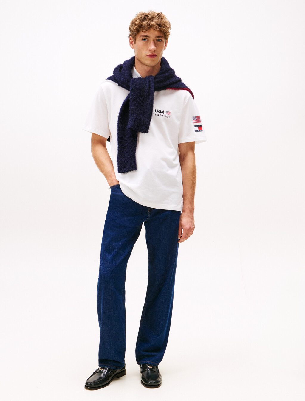 Tommy x U.S. Sail GP Team Pique Relaxed Fit Polo Shirt, Ecru, hi-res