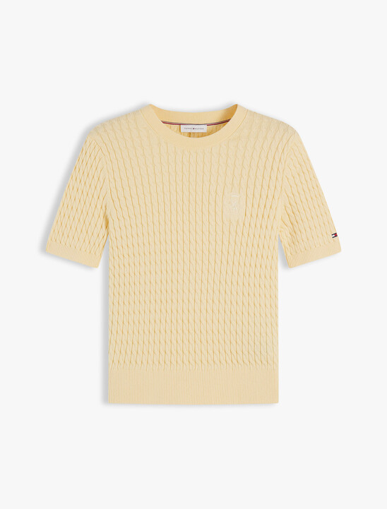 Cable Knit Crest Short Sleeve Jumper