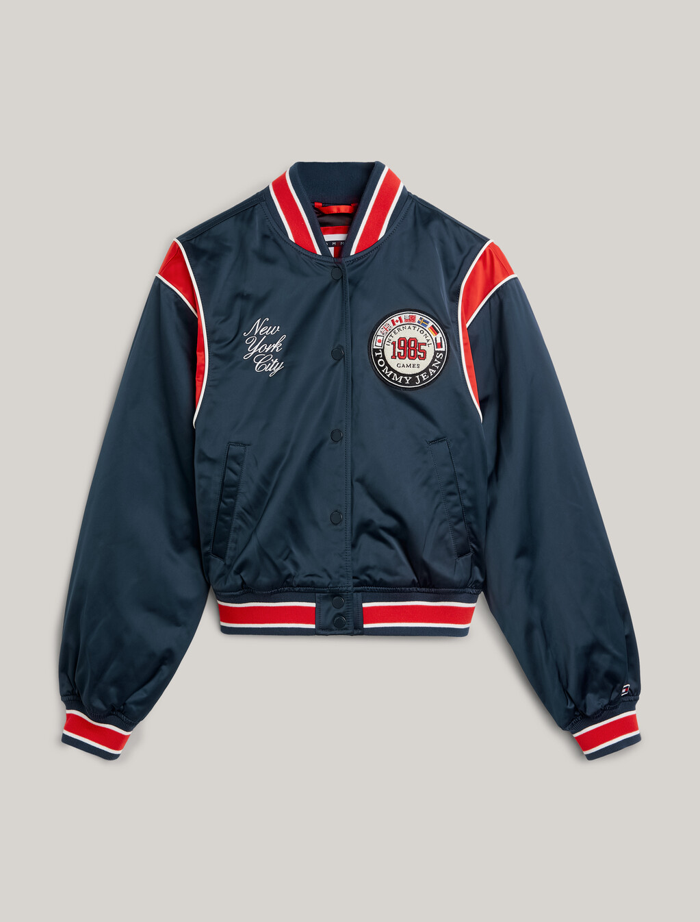 TJ x INTERNATIONAL GAMES Satin Bomber Jacket, Twilight Indigo, hi-res