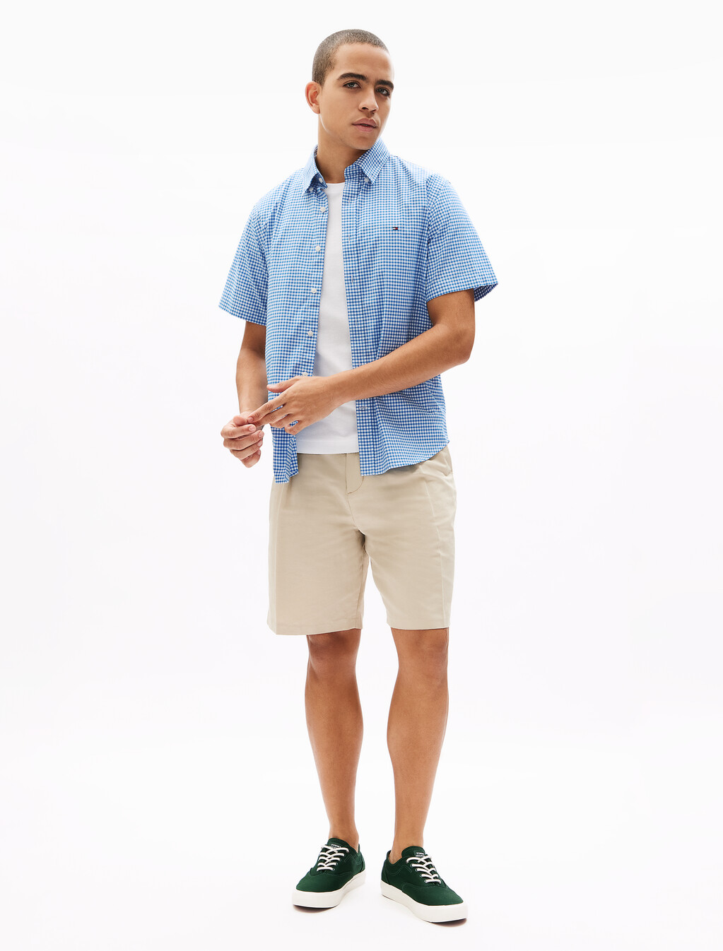 牛津布方格短袖襯衫, Shirt blue / Check, hi-res