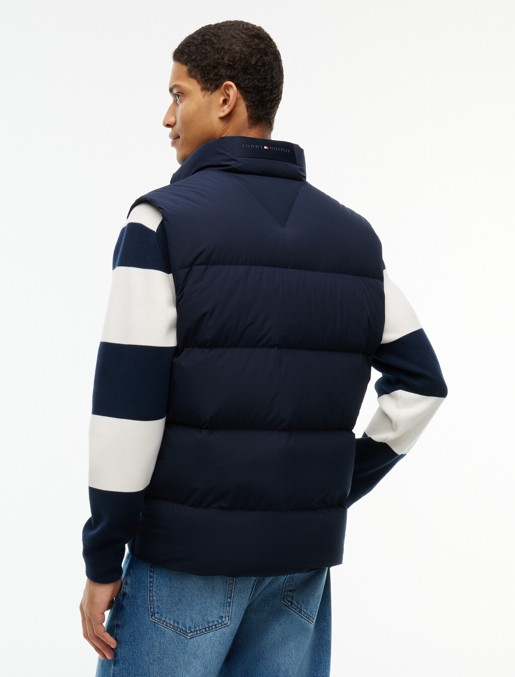 Logo Down Zip-Thru Gilet, Navy Blue, hi-res