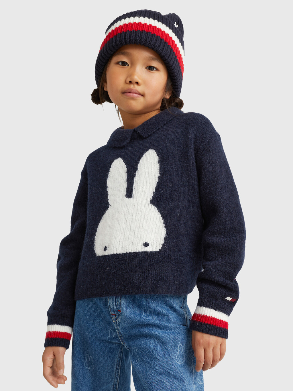 Tommy X Miffy Girls Polo Sweater, blue
