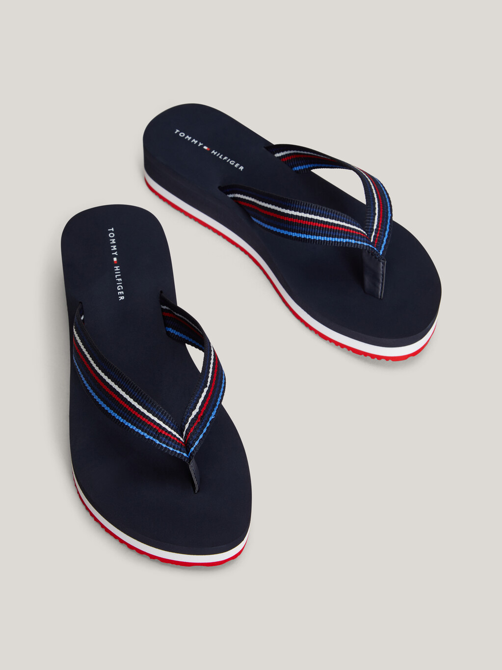 Stripe Wedge Beach Sandals, Space Blue, hi-res