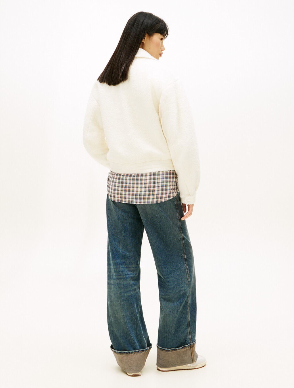 Wool Blend Oversized Zip Jacket, Ancient White, hi-res