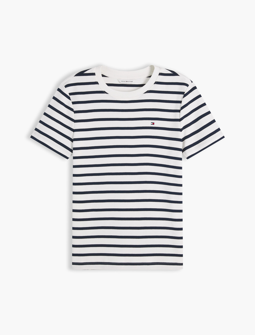 Flag Embroidery Ribbed Slim T-Shirt, Breton/ Ecu/ Dark Night Navy, hi-res