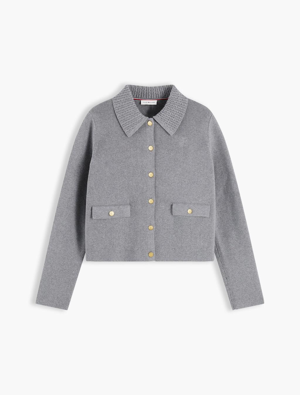 Gold-Tone Button Jacket With Wool, Medium Grey Heather, hi-res
