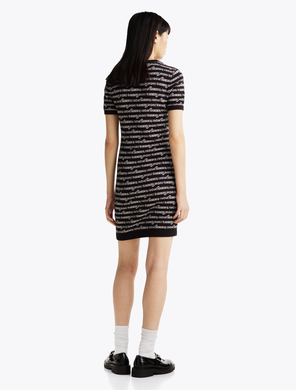 Print Mini Jumper Dress, Black Hybrid Logo Aop, hi-res
