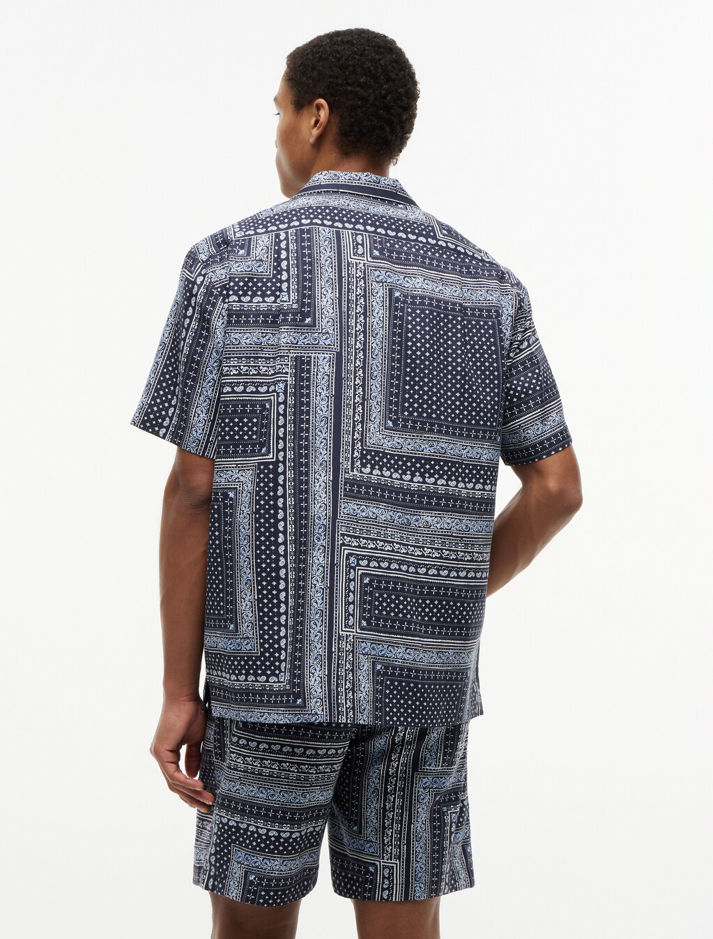 Relaxed Fit Bandana Print Short Sleeve Shirt, Carbon Navy / Allover, hi-res