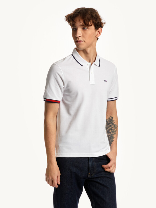 TOMMY JEANS FLAG CUFF POLO