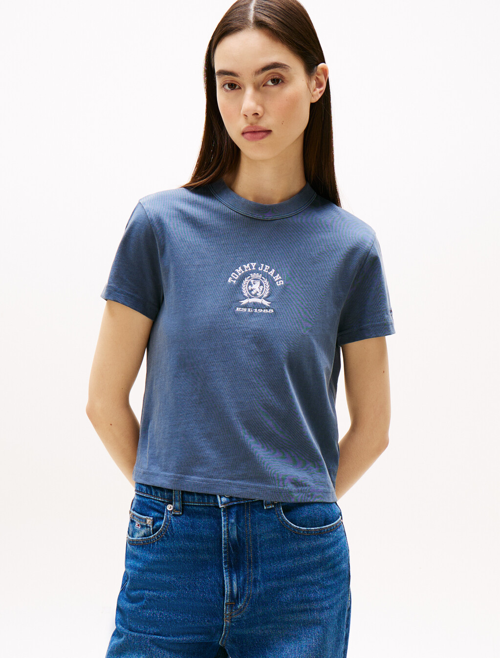 Varsity Crest Embroidery T-Shirt, Dark Night Navy, hi-res