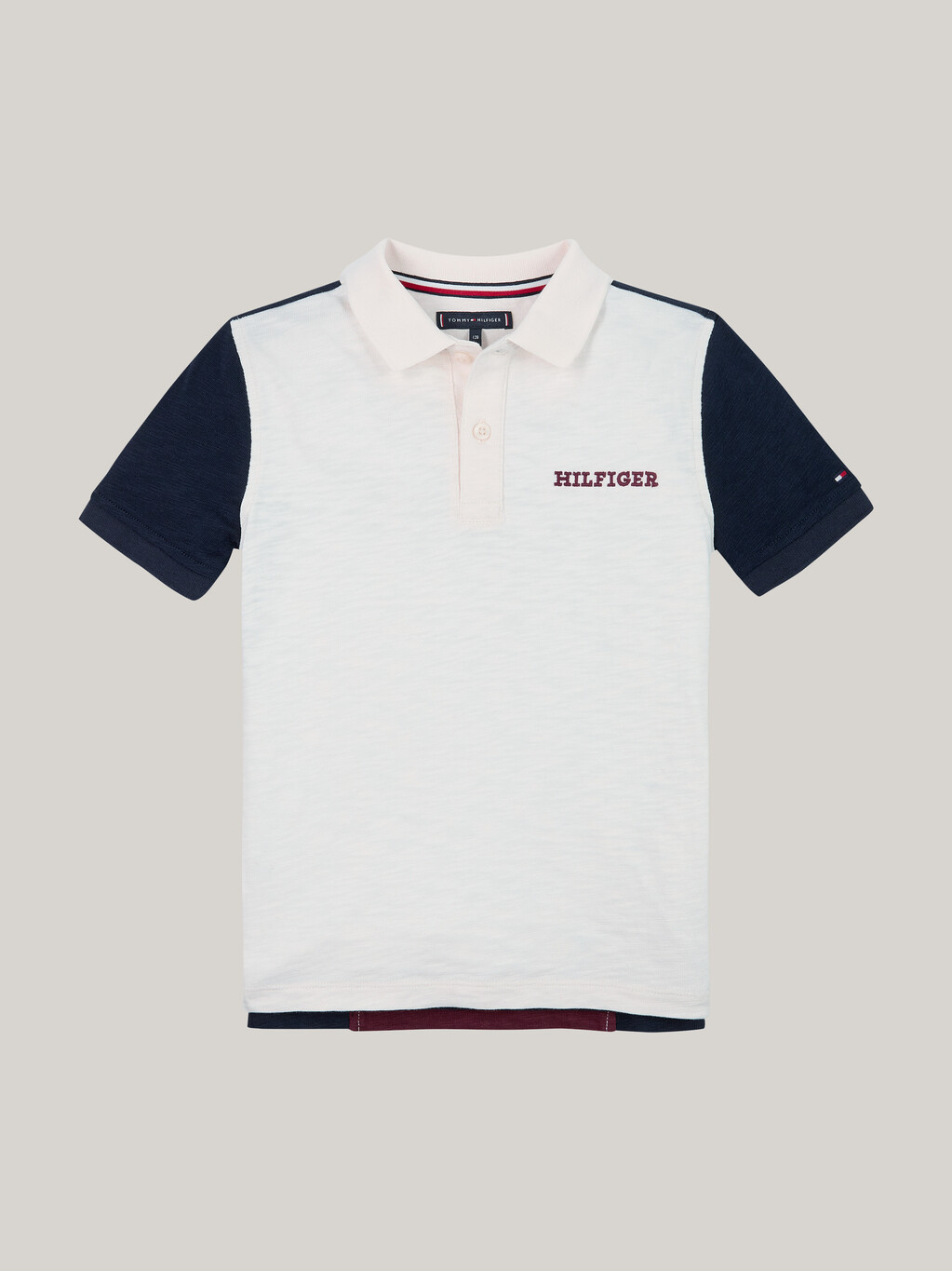 Hilfiger Monotype Colour-Blocked Regular Polo Shirt, Ancient White / Red / Blue, hi-res