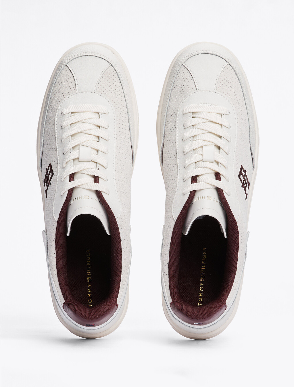 TH Monogram Colour-Blocked Trainers, White/Burgundy Velvet, hi-res