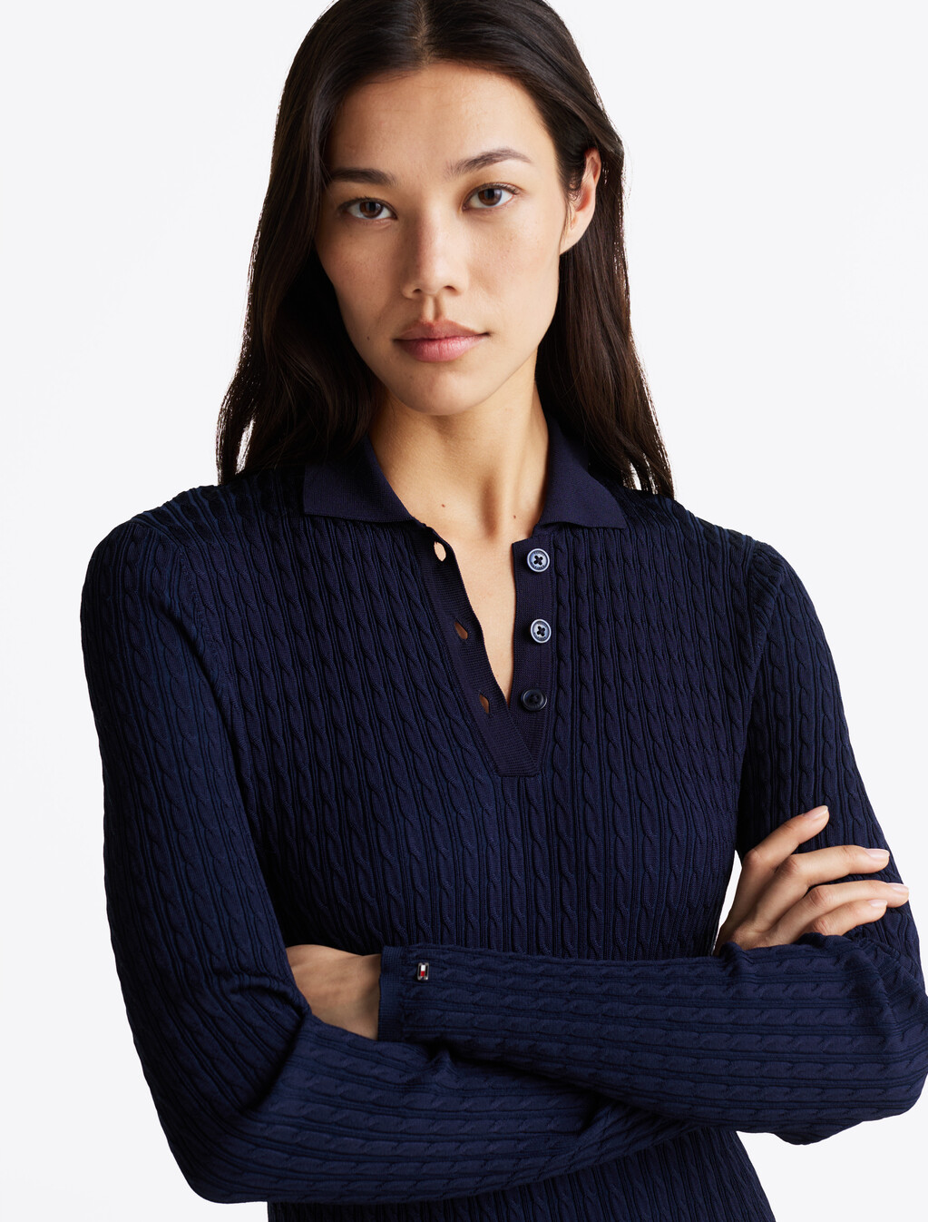 Cable Knit Mini Jumper Dress, Dark Night Navy, hi-res