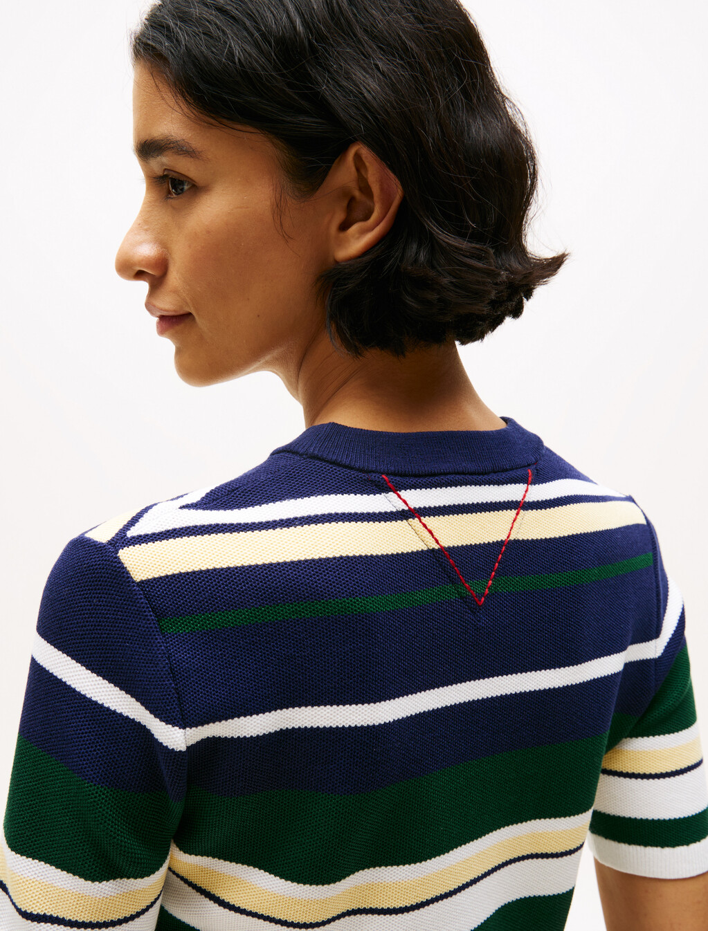 Hilfiger Sailing Cropped Short Sleeve Jumper, Yale Navy / Multi, hi-res