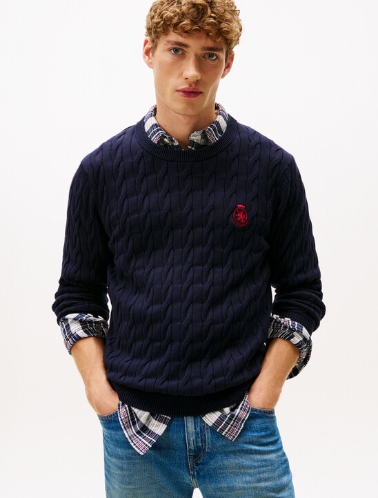 Cable Knit Crest Sweater