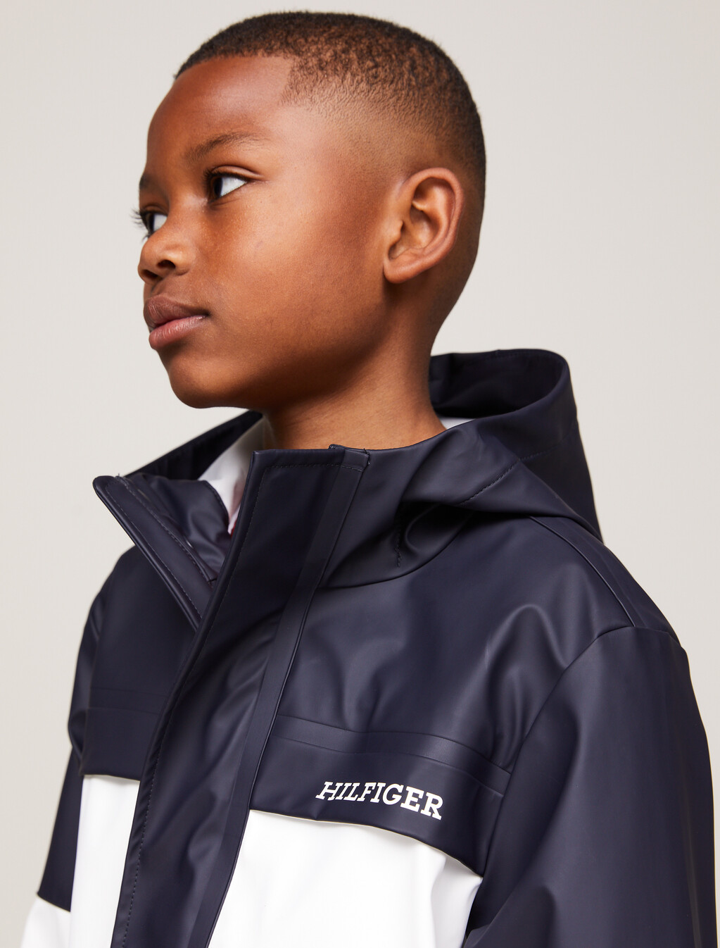 Colour-Blocked Hooded Windbreaker, Red / White /  Blue, hi-res