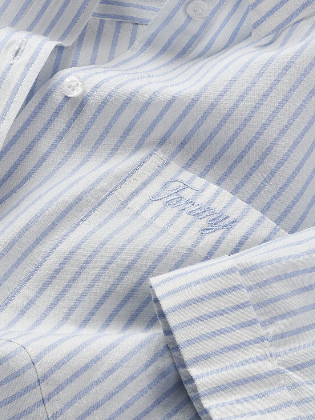 正面結飾短條紋恤衫, Moderate Blue / Stripe, hi-res