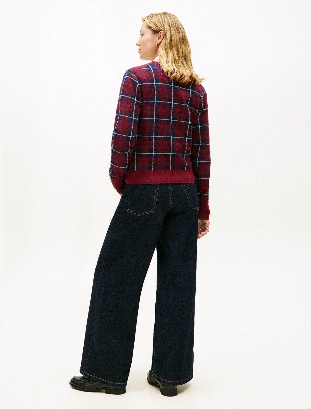 格紋旗幟提花圓領開襟外套, Flag Tartan, hi-res