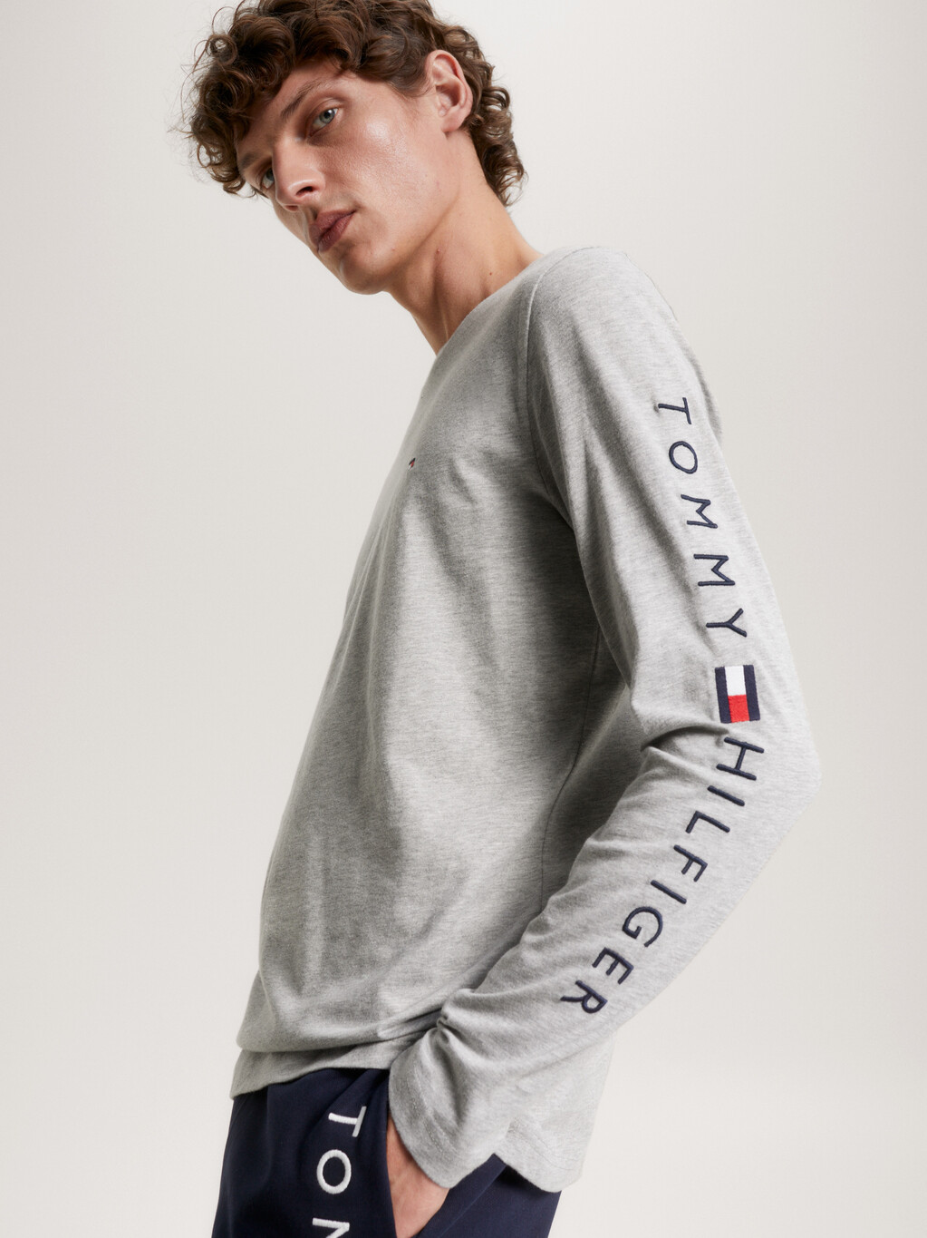 Organic Jersey Logo Long Sleeve T-Shirt, Light Grey Heather, hi-res