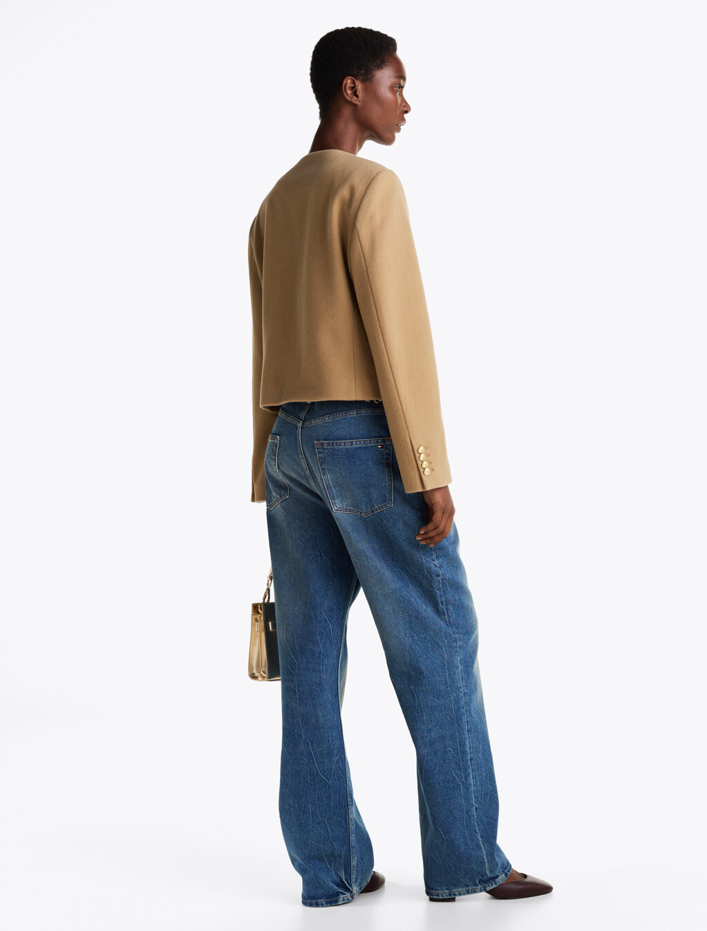 雙面羊毛短版外套, Classic Khaki, hi-res