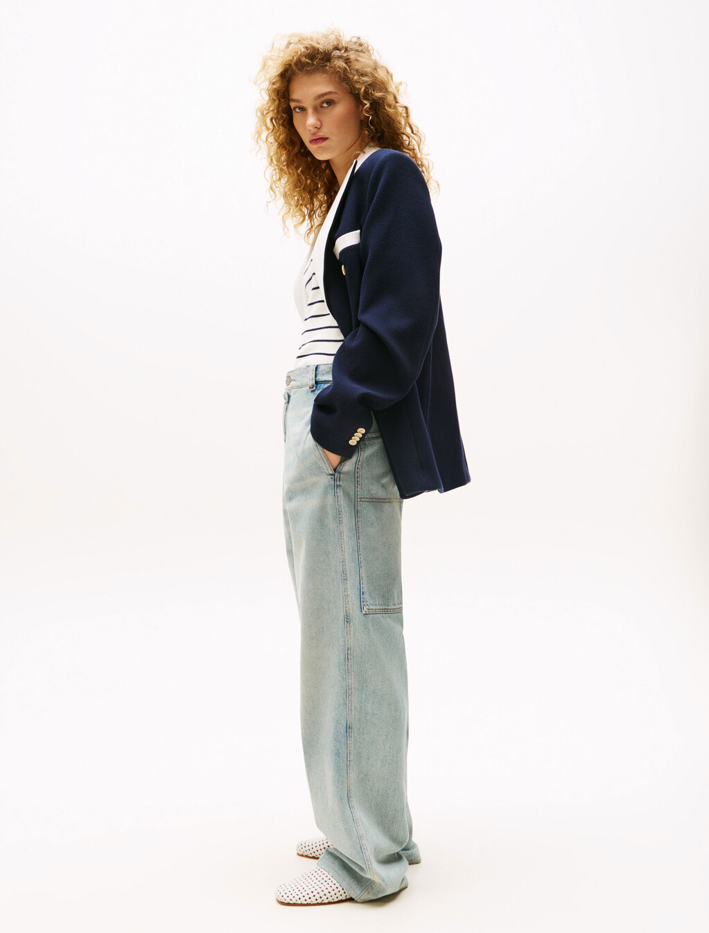 The Runway 系列超寬鬆工裝風牛仔褲, Light Blue Denim, hi-res