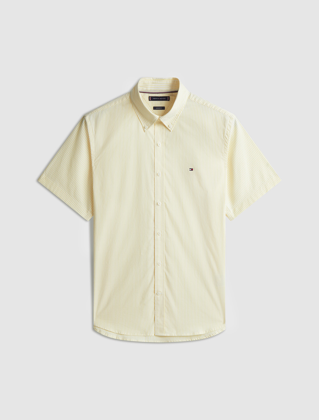 牛津布條紋短袖襯衫, Citronella / Optic White, hi-res