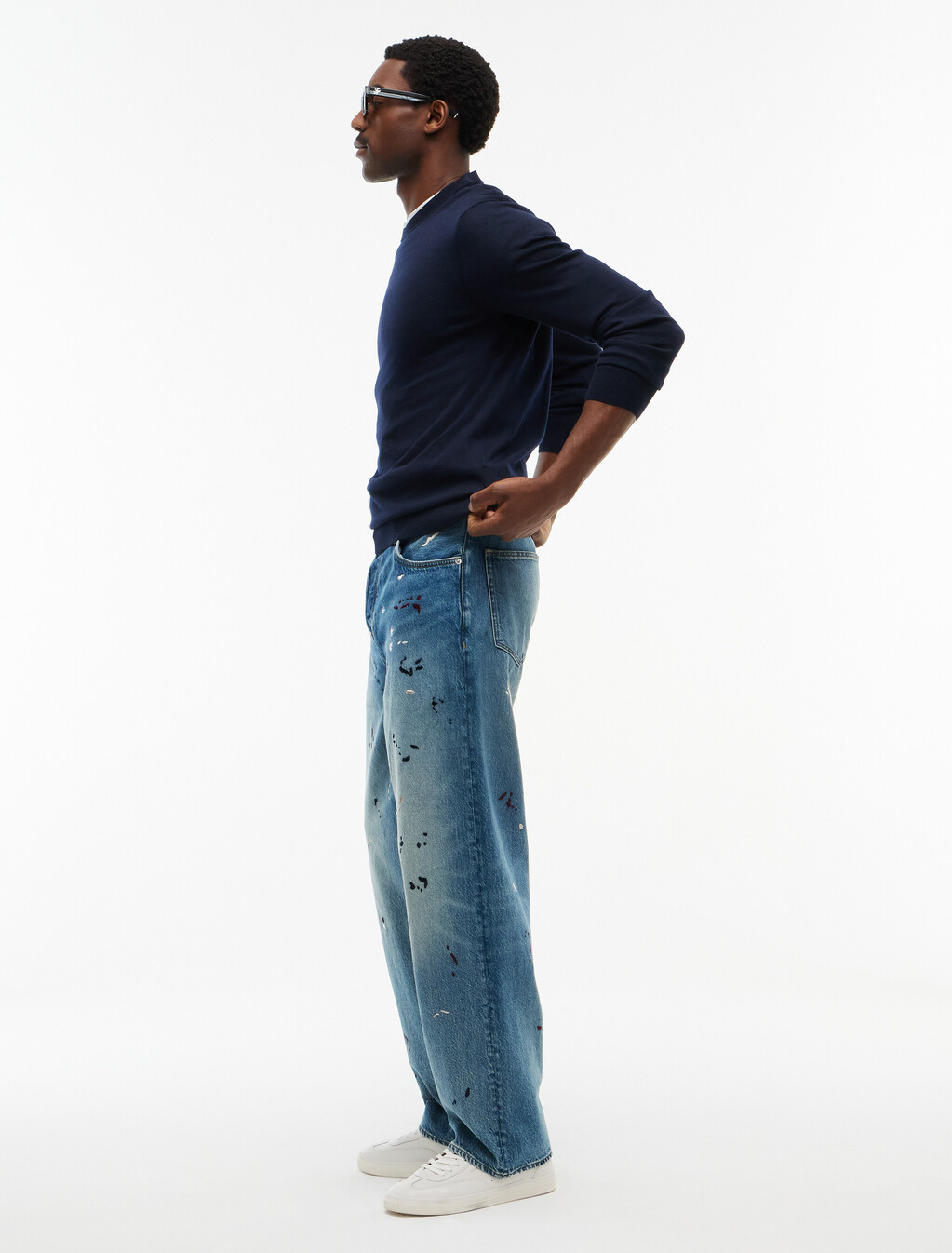 Grand Embroidery Loose Jeans, Keith Indigo, hi-res