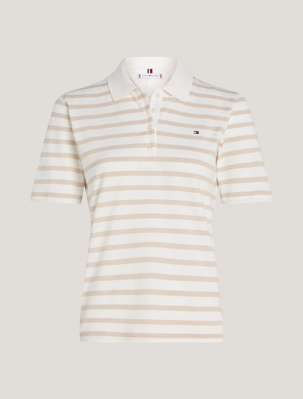 1985 標準版型條紋珠地棉 Polo 衫, Breton Stp/ Ecru/ Classic Beige, hi-res