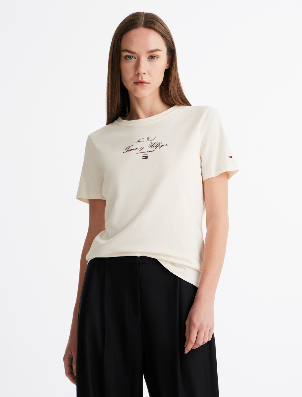 Script Logo T-Shirt, Ivory Petal, hi-res