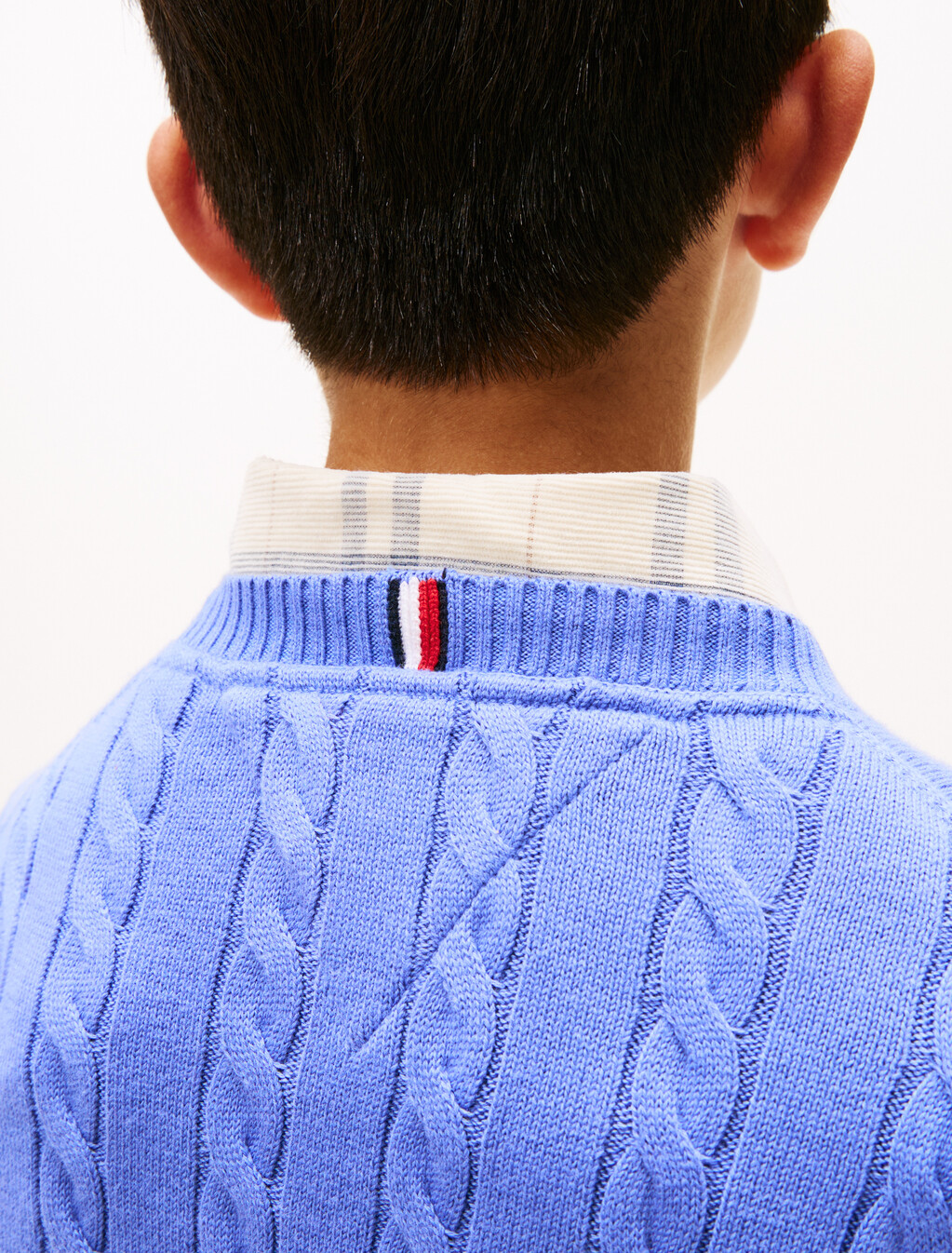 Cable Knit Crew Neck Jumper, Soft Sapphire, hi-res