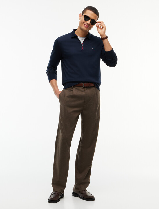 Fluid Cotton Long Sleeve Polo Shirt