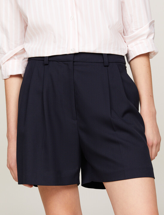 TH Monogram Pleated Mid Rise Chino Shorts