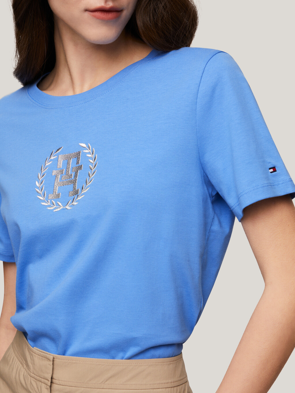 TH Monogram Crew Neck T-Shirt, Blue Spell, hi-res