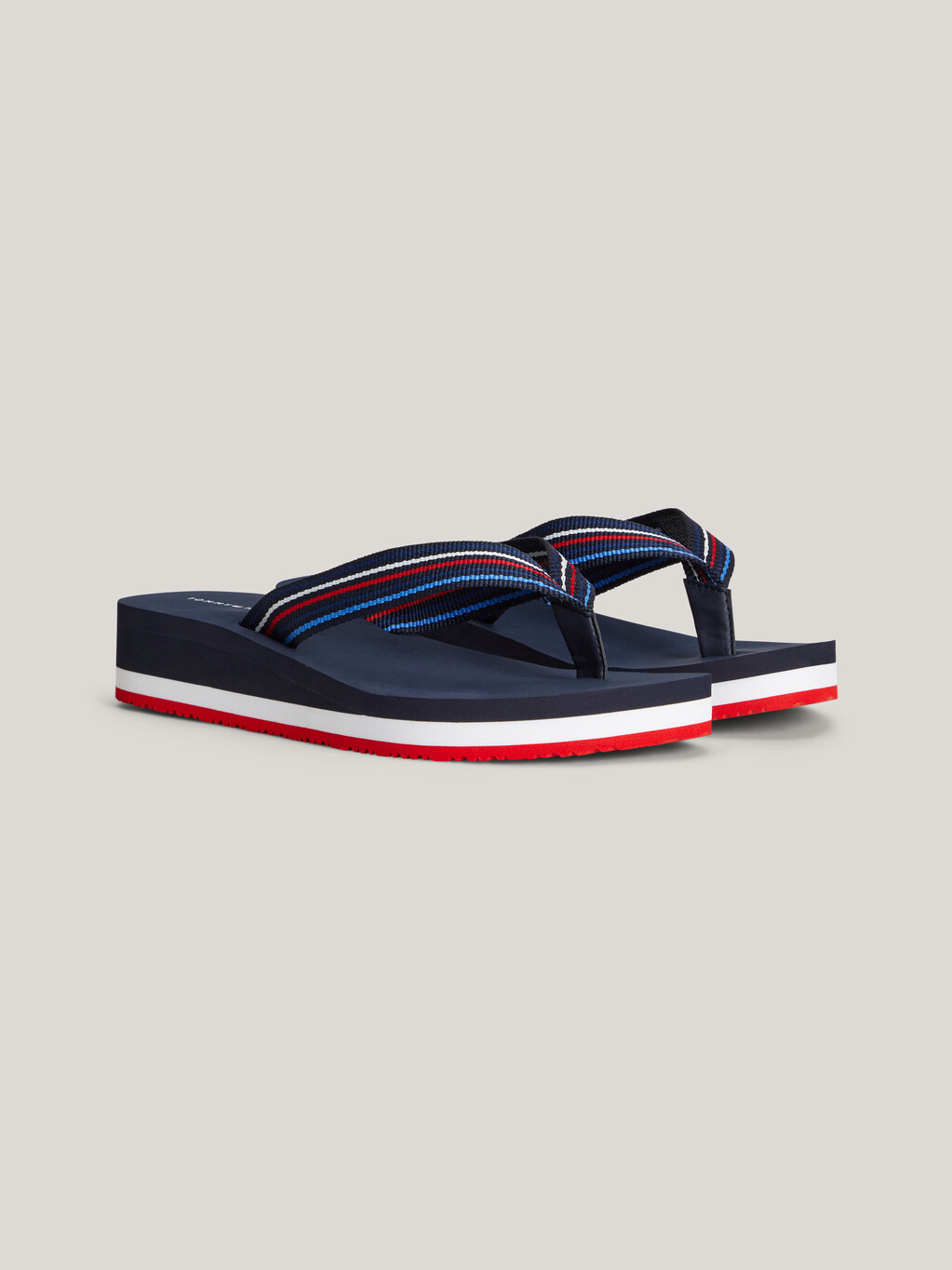 Stripe Wedge Beach Sandals, Space Blue, hi-res