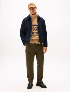 Straight Twill Cargo Trousers, Army Green, hi-res