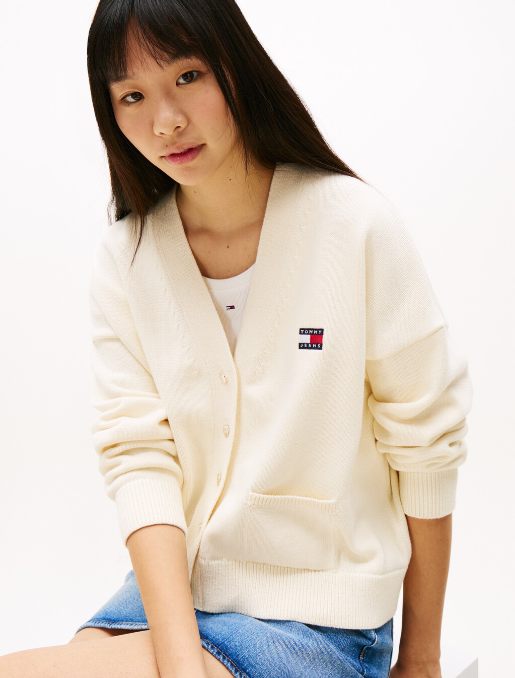 Tommy Badge Cardigan, Ancient White, hi-res