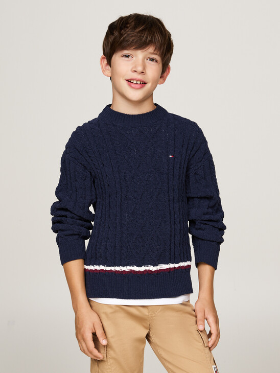 Global Stripe Chenille Cable Knit Jumper